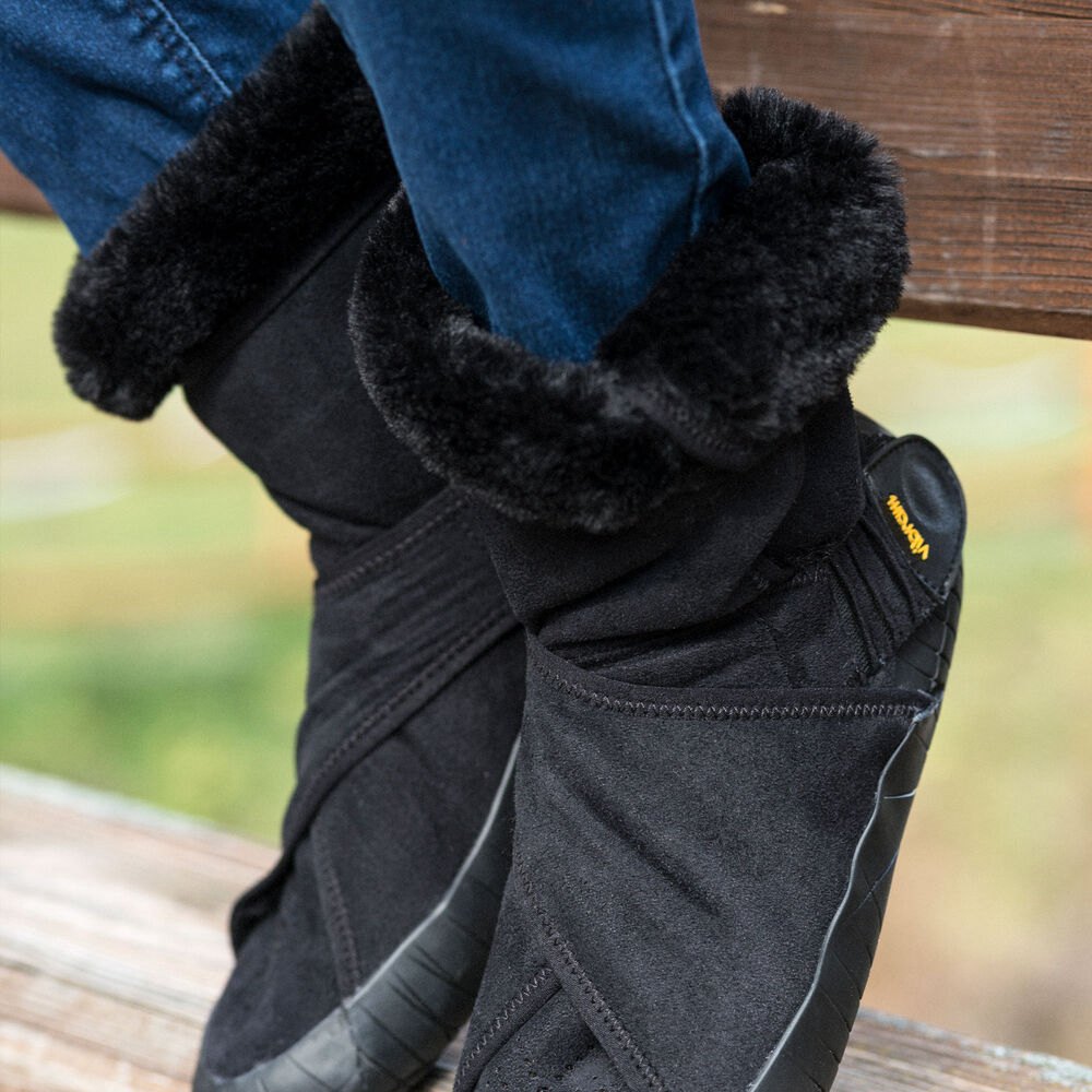 Vibram Furoshiki Mens Boots - Black - Eastern Traveler Classic Shearling Mid - 72085-HMWQ